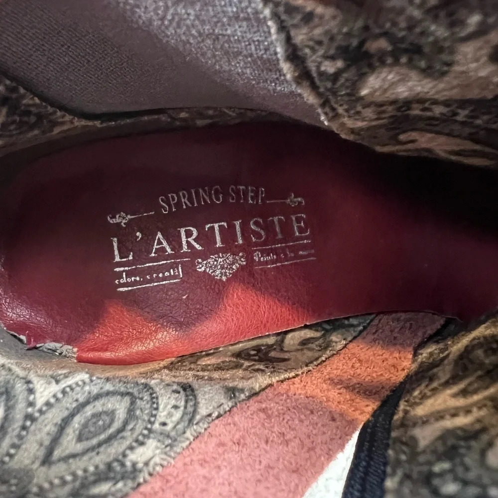 L'Artiste by Spring Step Navy/Purple Rainbow Floral Bootie Boots Size 37 - Picture 9 of 12